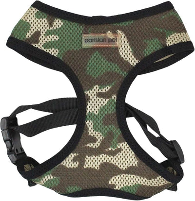 Parisian Pet Camo Dog Harness - Breathable Mesh No Pull Puppy Harness with Leash Ring - Adjustable Harnesses for Dogs - Soft Padded Step-in Pet Vest - Lightweight Dog Vests for Medium Sized Dogs