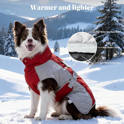 Dog Coat Dogs Jacket Waterproof Reflective Adjustable Dog-Winter Coats for Small/Medium/Large Dogs Dachshund Coat-(Red, XX-Large)