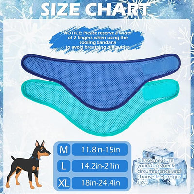 EXPAWLORER Dog Cooling Bandana - 2 Pack Instant Cooling Dog Bandanas, Chill Out Pet Cool Scarf Summer Essentials Ice Neck Cooler Wrap, Prevent Sunstroke for Small Medium Large Dogs, Navy Green L