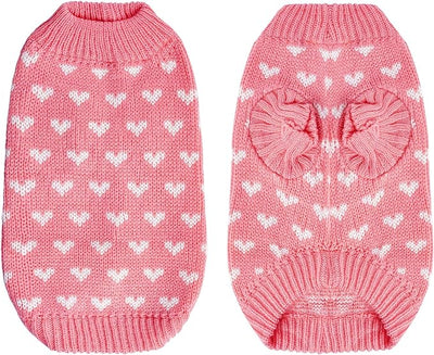 Dxhycc Dog Knitted Sweater Dog Heart Sweater Puppy Sweater Warm Soft Pet Holiday Clothes for Medium Cats and Dogs (Pink, M)