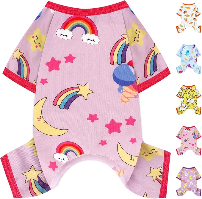 Dog Pajamas Pjs Soft Stretchy Dog Clothes for Small Dogs Girl Boy Medium Size Dogs Spring Summer Puppy Clothes Doggie Onesies Cat Pet Jammies Outfit