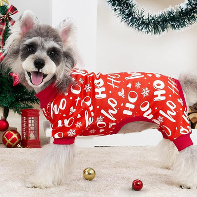 XPUDAC 4 Pack Christmas Dog Pajamas Comfy Dog Clothes for Small Medium Dogs Girl Boy Holiday Pet Outfit Puppy Onesie Cat Pjs Jammies, L
