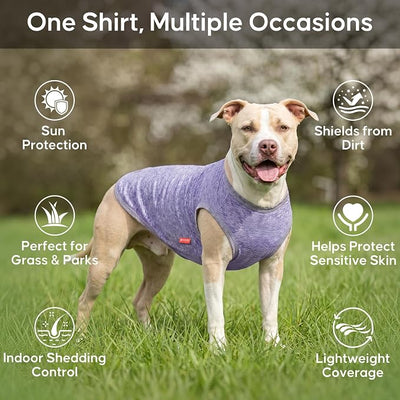 KYEESE 2 Pack Dog Shirts Quick Dry Soft Stretchy Pet T-Shirts with Reflective Label Tank Top Sleeveless Vest Sun Protection Dog Clothes for Small Medium Dogs, X-Large, Purple+Pink