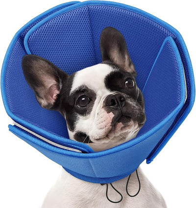 AOFITEE Soft Dog Cone Collar, Adjustable Cone for Dogs to Stop Licking, Dog Cones for Small Medium Large Dogs, Breathable Elizabethan Collar Wound Healing After Surgery(Blue,S)