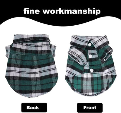 3 Pcs Dog Clothes Plaid Shirt Puppy Clothes Button Up Cat Shirt for Small Pet Dogs Cat Christmas Costume (Small)