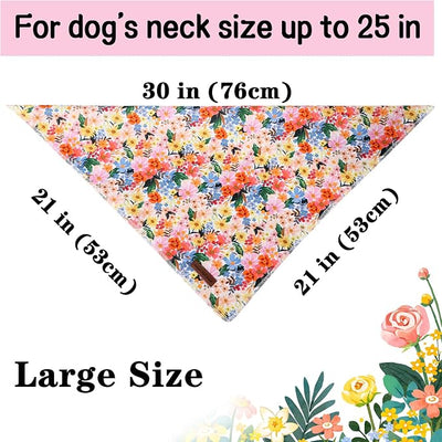 Unique Style Paws Dog Bandanas 1PC Washable Cotton Triangle Dog Scarfs Spring Summer with Colorful Flower for Small Medium Large Dogs and Cats