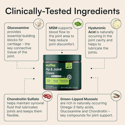 Wuffes Chewable Dog Hip & Joint Supplement - Glucosamine & Chondroitin Chews - Dog Joint Supplements & Vitamins - Extended Joint Care (Large Breed (Over 65 lbs), 60 Chews (Pack of 2))