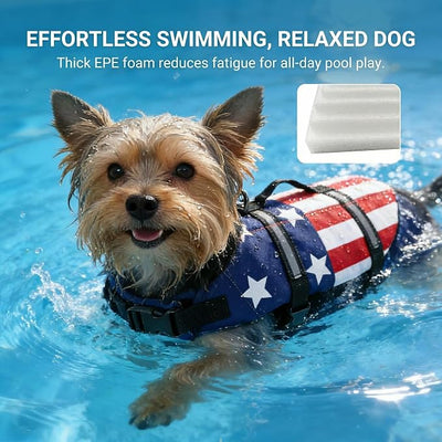 Doglay Dog Life Jacket, Dog Life Vest for Swimming Boating, Adjustable Puppy Life Jacket with Reflective Stripes, Superior Buoyancy Pet Swimming Vest for Small Medium and Large Dogs