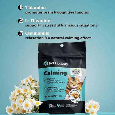Cat Calming Treats for Anxiety Relief - Dual Texture Crunchy Creamy Calming Chews for Cats - Feline Stress Relief Behavior Support for Travel, Vet Visits, Grooming, Separation Anxiety (90-Day Supply)