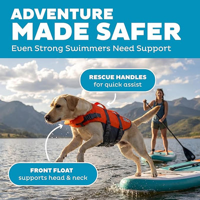 Outward Hound Granby Splash Orange Dog Life Jacket, Large