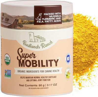 Badlands Ranch by Katherine Heigl- Super Mobility Canine Supplement Organic Ingredients Helps Maintain Healthy Cartilage, Optimal Joint Function (90 Grams, 30 Scoops)
