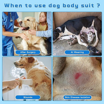 2 Packs Breathable Cotton Dog Recovery Suit for After Neuter Spay Abdominal Wounds Protector, Professional Anti-Licking Onesies for Male Female Pets Surgery Bandages, M Red & Blue Stripes