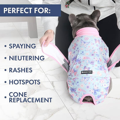 Spark Paws Dog Surgery Recovery Suit – Dog Recovery Suit After Surgery, Anti-Lick Dog Onesie, Abdominal Wound Protector, Soft Cone Alternative for Spay Neuter Male Female Pet Recovery - Butterfly 5XL
