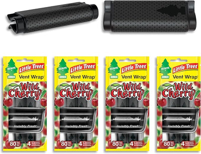 LITTLE TREES Car Air Freshener | Vent Wrap Provides Long Lasting Scent, Invisibly Fresh | 16 Air Fresheners | Wild Cherry