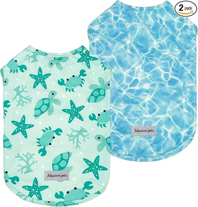Fitwarm 2 Pack Marine UPF 50+ UV Sun Protection Dog Shirt, Lightweight Cooling Vest, Quick Dry Summer Clothes for Small Dogs Boy Girl, Pet Outfit, Sky Blue, Mint Green, XL