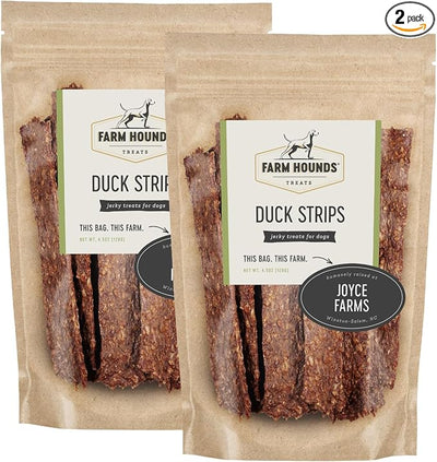 Farm Hounds - Duck Strips - Premium Natural Jerky for Dogs - Made from 100% Humanely Raised Duck - Great for Training & Treats - No Added Fillers - Made in USA - 4.5 oz - 2 Pack