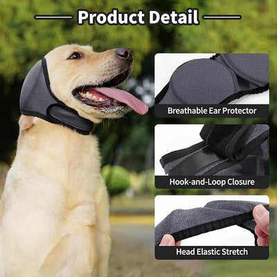 LIANZIMAU Quiet Ears for Dogs Comfort Calming Hoodie Dog Ear Covers for Noise & Anxiety Relief Ear Wraps for Dog Adjustable Dogs Ear Muffs Noise Protection Firework,Grooming and Force Drying