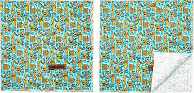 Lionheart Glory Dog Bandana, Blue Dog Scarf, Beer Print, Adjustable for Small to Large Dogs