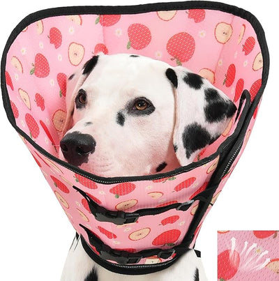 Avont 2026 Upgraded Dog Recovery Collar, Breathable Mesh Elizabethan Collar – Soft Dog Cone Alternative After Surgery to Stop Licking, Foldable/Adjustable/Secure-Fit for Medium Large Dogs, Apple (L