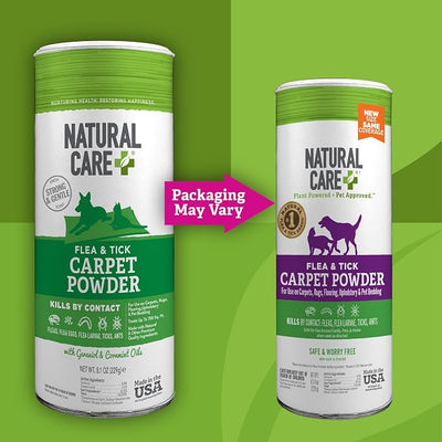Natural Care Flea and Tick Carpet Powder, Flea & Tick Treatment for Rugs, Carpet, and Pet Bedding, Pet Essential, Pest Prevention, 8.1 oz Canister