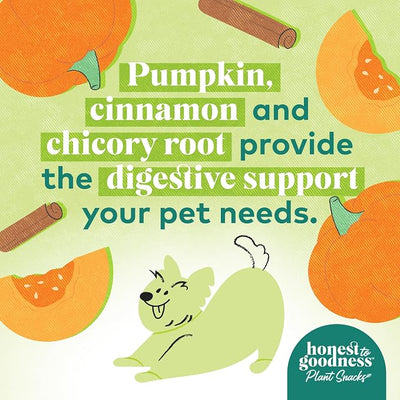 Honest to Goodness Plant Snacks Mellow Belly Pumpkin & Cinnamon Recipe Dog Treats, Enriched with Omega 3s & Postbiotics, 8oz