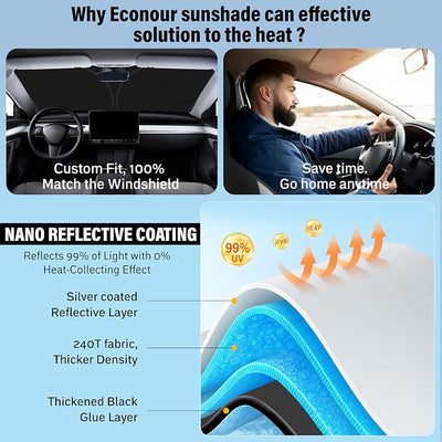 Econour Windshield Sunshade for Acura NSX 2000-2020, 2021, 2022 Sun Visor for Front Window Sun Shade Cover, UV Blocker & Protector, Car Accessories