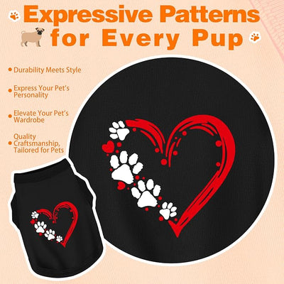 Discover Cozy Sleeveless Canine Wear: Soft, Lightweight, and Breathable Cotton Dog Shirt Featuring Heart and Paw Graphics. Vest Tank Top is Ideal for Small, Medium, and Large Breeds Yellow XL