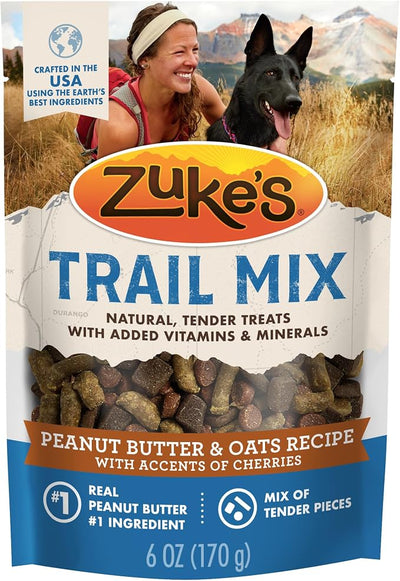 Zuke's Trail Mix Pet Treats for Dogs, Soft Dog Treats with Real Peanut Butter and Oats Recipe - 6 oz. Pouch
