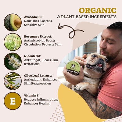 Natural Dog Company Wrinkle Balm for Dogs – Dog Skin Fold Balm for Bulldogs, Frenchies & Pugs, Moisturizing Face Fold Care for Warm Weather, Humid Summer Days & Daily Cleaning Routines, 4 oz Tin