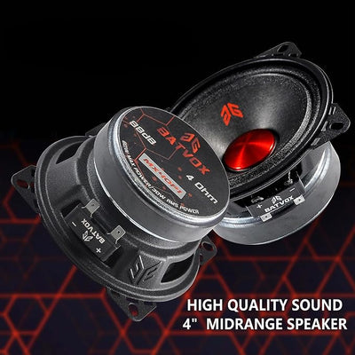 MX40P1 Loudspeaker 4 Inch Midrange 120 Watts 4 Ohms Red Dust Cap, Premium Quality Audio Door Speakers for Car or Truck Stereo Sound System, Black (2 Speakers)