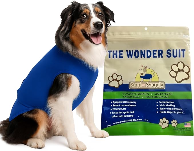 SurgiSnuggly Veterinary Invented Dog Surgical Recovery Suit for Female Spay or Male Dogs Neuters Onesie,Cone Alternative,Original Onesie Bodysuit for After Surgery Small, Medium, Large Dogs BL SL EC