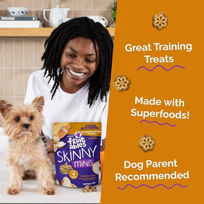 Fruitables Skinny Mini Dog Treats, Healthy Pumpkin Treat for Dogs, Low Calorie & Delicious, Puppy Training, No Wheat, Corn or Soy, Made in the USA, Rotisserie Chicken Flavor, 20oz