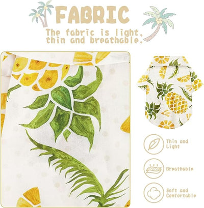 Hawaiian Dog Shirt – Lightweight and Breathable Summer T-Shirt with Tropical Prints, Fun Beach Outfit for Small, Medium, and Large Dogs, Perfect for Hot Days and Outdoor Vacation.Pineapple 4XL