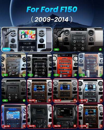 Car Radio Stereo for Ford F150 2009-2014: Android 13 9 inch Touchscreen Head Unit Wireless CarPlay Android Auto GPS Upgrade 5G WiFi SWC FM AM RDS DSP Free Backup Camera