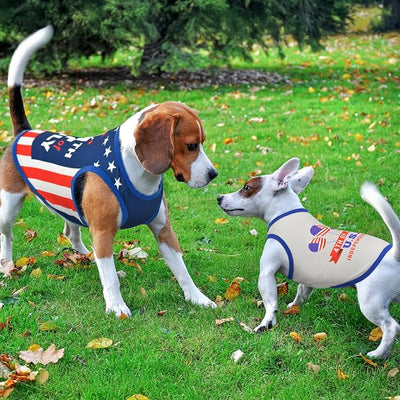 4-Pack Patriotic Dog Tank Tops 4th of July Sleeveless Shirts USA Independence Day Themed Patterns Costume for Small Medium-Sized Dogs