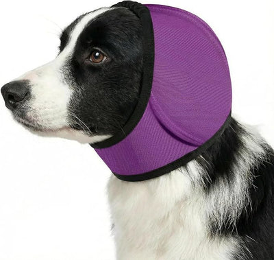 No Flap Ear Wraps for Dogs, Dog Ear Muffs Noise Protection & Anxiety Relief, Quiet Ears Cover Headband Waterproof Ear Protector for Fireworks Grooming Swimming Bathing, Grey L
