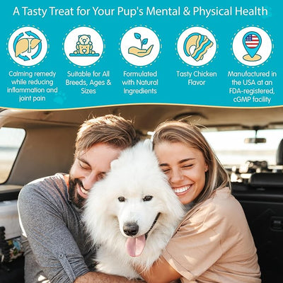 Wanderfound Pets - Calming Soft Chews for Dogs & Cats 5000mg - Anti-Separation Anxiety, Joint Pain, Stress Relief, Arthritis, Seizures, Chronic Pain Relief, Anti-Inflammatory