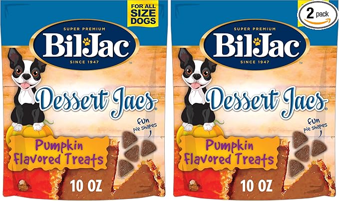 Bil-Jac Dessert Jacs Soft Dog Treats, Pumpkin Flavor, 10 oz Pouch (Pack of 2)