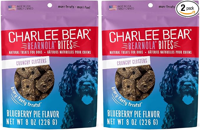 Charlee Bear Bearnola Bites Dog Treats, Blueberry Pie Flavor, 8oz (Pack of 2)