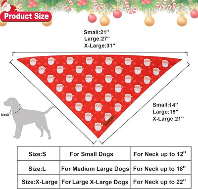 ADOGGYGO Red Christmas Dog Bandanas, Santa Reindeer Print Pet Scarf, Premium Durable Fabric, Red Christmas Bandanas for Small Dogs (Small)