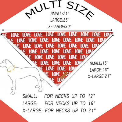 Realeaf Valentine's Day Dog Bandanas 2 Pack, Triangle Reversible Love Pet Scarf for Boy and Girl, Premium Durable Fabric, Holiday Mothers Day Bandana for Large and Extra Large Dogs (X-Large)