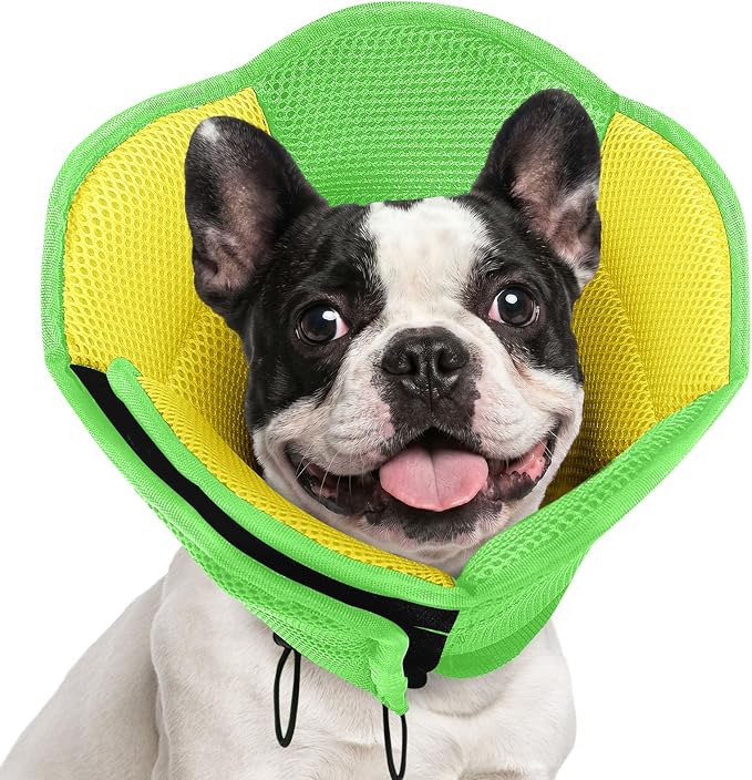 AOFITEE Dog Cone - Soft Dog Cone to Stop Licking, Comfy Cones for Dogs After Surgery, Adjustable Dogs Cones Collar Elizabethan Pet E-Collar for Medium Pets, Pet Recovery Collar, YellowGreen Medium