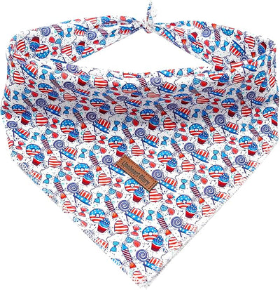 Lionheart Glory American Flag Washable Soft Dog Scarf, Square Adjustable Bandanas for Small Dogs & Cats