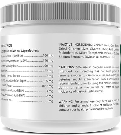 TRP-Tri-COX Mini Soft Chews for Dogs, Hip & Joint Support Supplement with Glucosamine, MSM, UC-II Collagen & Omega-3s, Mobility & Joint Health for Dogs, 120 Soft Chews