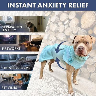 Spark Paws Anxiety Relief Vest for Dogs – Gentle Compression Dog Anxiety Suit, Calming Wrap for Separation Anxiety, Thunder, Fireworks, Suitable for Small Medium and Large Breeds - Teal - Size 5XL