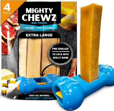 Yak Chew Holder Pack, Extra Large (4 Pieces) - Includes Yak Cheese Holder for Safe, Secure and Smarter Chewing. Also a Bully Stick Holder Too!