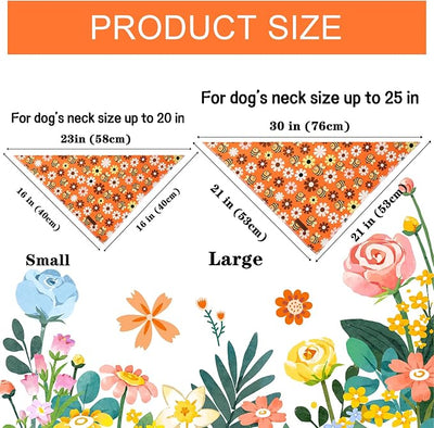 Unique Style Paws Dog Bandanas 1PC Washable Cotton Triangle Dog Scarfs Autumn with Bee Daisy for Small Medium Large Dogs and Cats