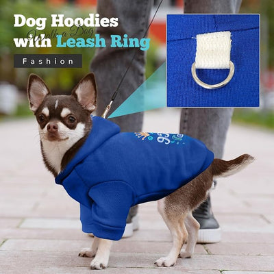 ABRRLO Small Dog Hoodie Clothes Cute Blue Prince Fleece Dogs Sweater for Small Dog Cat Boy Warm Puppy Sweatshirt with Leash D Ring Fall Winter XS Pet Doggy Outfit Chihuahua Yorkie Shihtzu(Blue,XL)