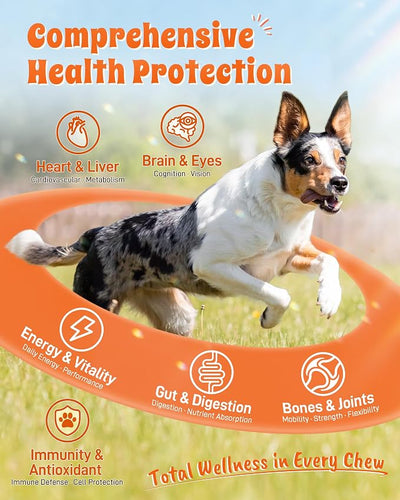 24-in-1 Multivitamin Dog Supplement, 150 Soft Chews – Glucosamine & Chondroitin for Joint Support, Probiotics for Gut Health, Omega Fish Oil for Skin & Coat, Daily Dog Vitamins