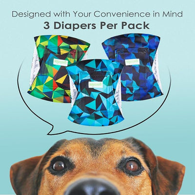 wegreeco Washable Male Dog Belly Band (Stylish Pattern)- Pack of 3 - Male Dog Belly Wrap, Dog Diapers Male (Abstract Geometrical Blue, Medium)